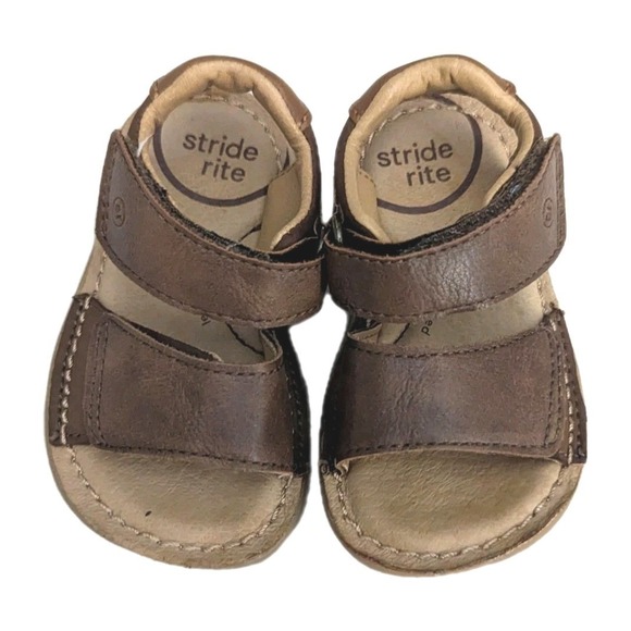 Stride Rite Little Boys Toddler SRT ARU Sandals Leather Lined Memory Foam Size 4 - Picture 3 of 8